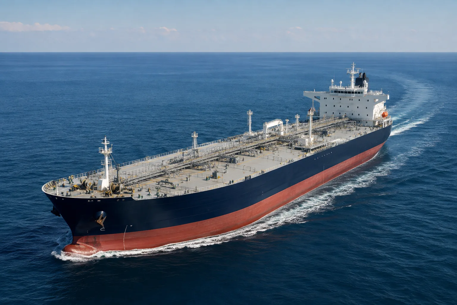 Oil tanker sailing at sea