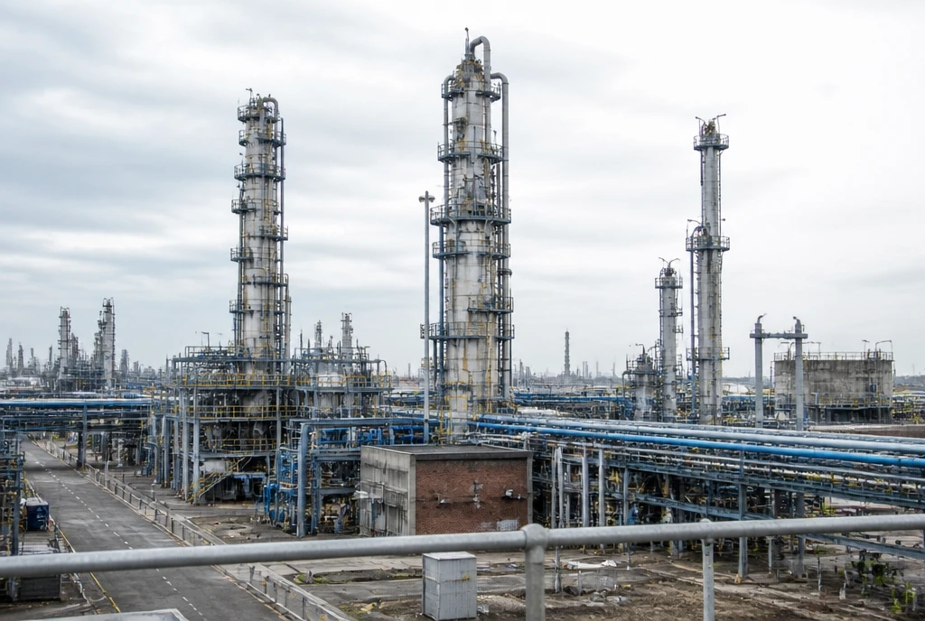 Illustrative view of a refinery and its production infrastructure