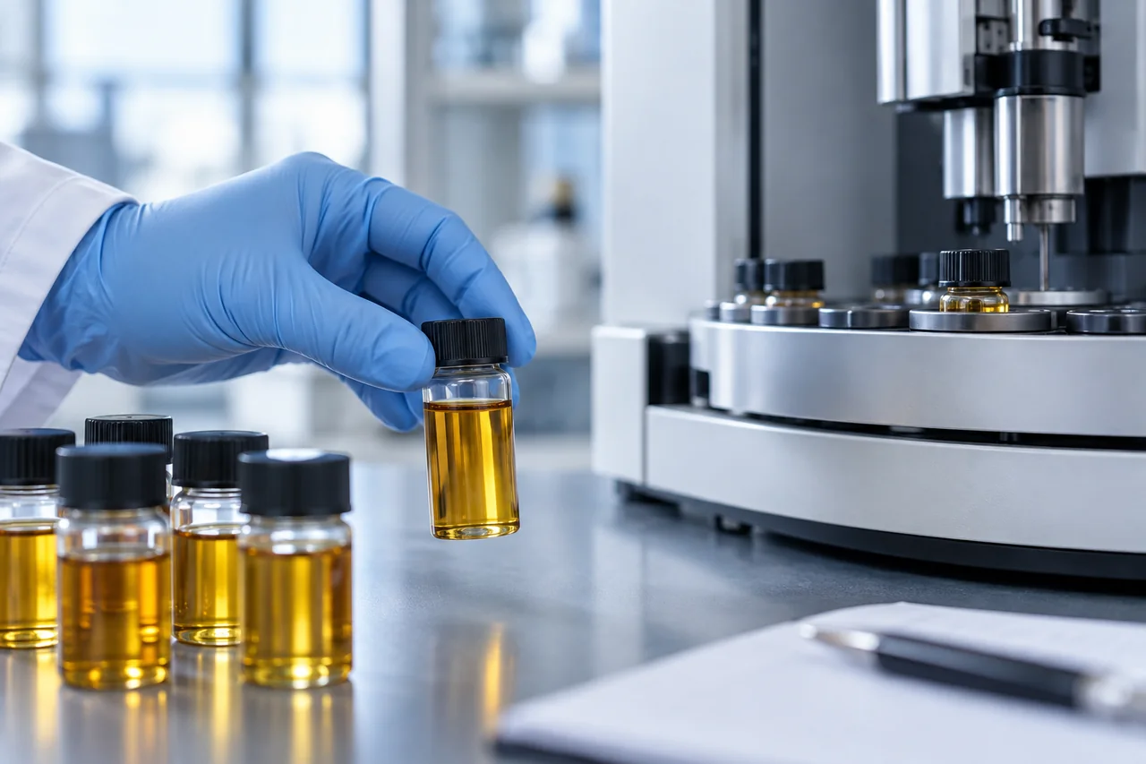 Illustrative oil sampling for quality control